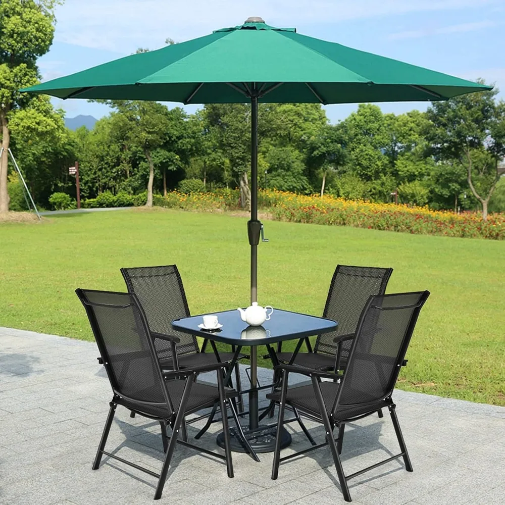 new Patio Chairs, Outdoor Foldable Sling Chairs with Armrests for Lawn Garden Backyard Poolside Porch, Folding Outdoor Chairs