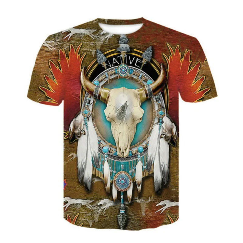 Bohemian style polyester T-shirt men\'s 3D stretch T-shirt Indian design couple streetwear fashion apparel 2022