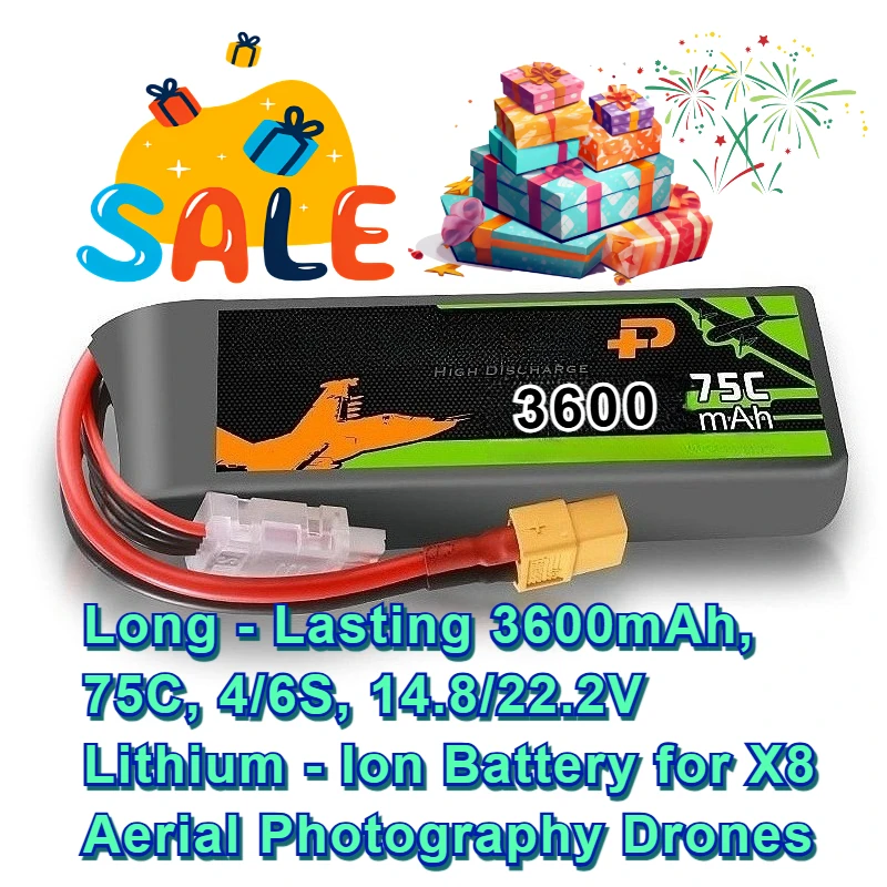 

Long - Lasting 3600mAh, 75C, 4/6S, 14.8/22.2V Lithium - Ion Battery for X8 Aerial Photography Drones