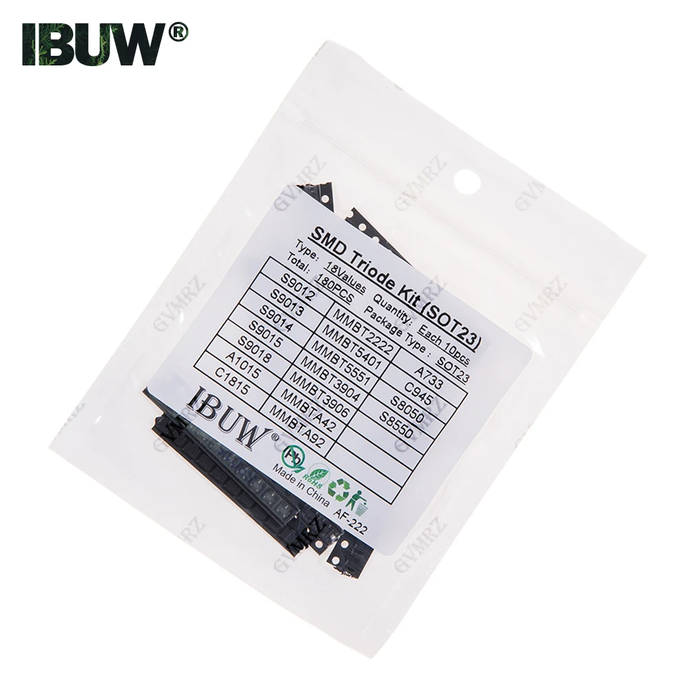 180PCS 18Values SMD Triode Transistor Kit SOT23 (S9012/MMBT2222/A733 etc.) for Arduino DIY Electronic Amplifier