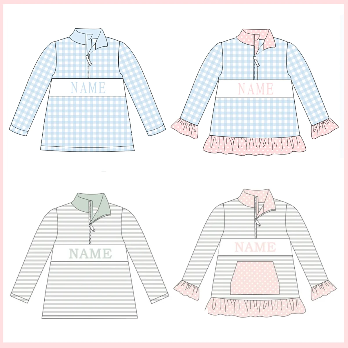 2024 Ropa Baby Boy New Cotton Customizable Name Styles Pullover Pink Top T-shirt Presale Models Green Boys Stripe Clothes 2-7T