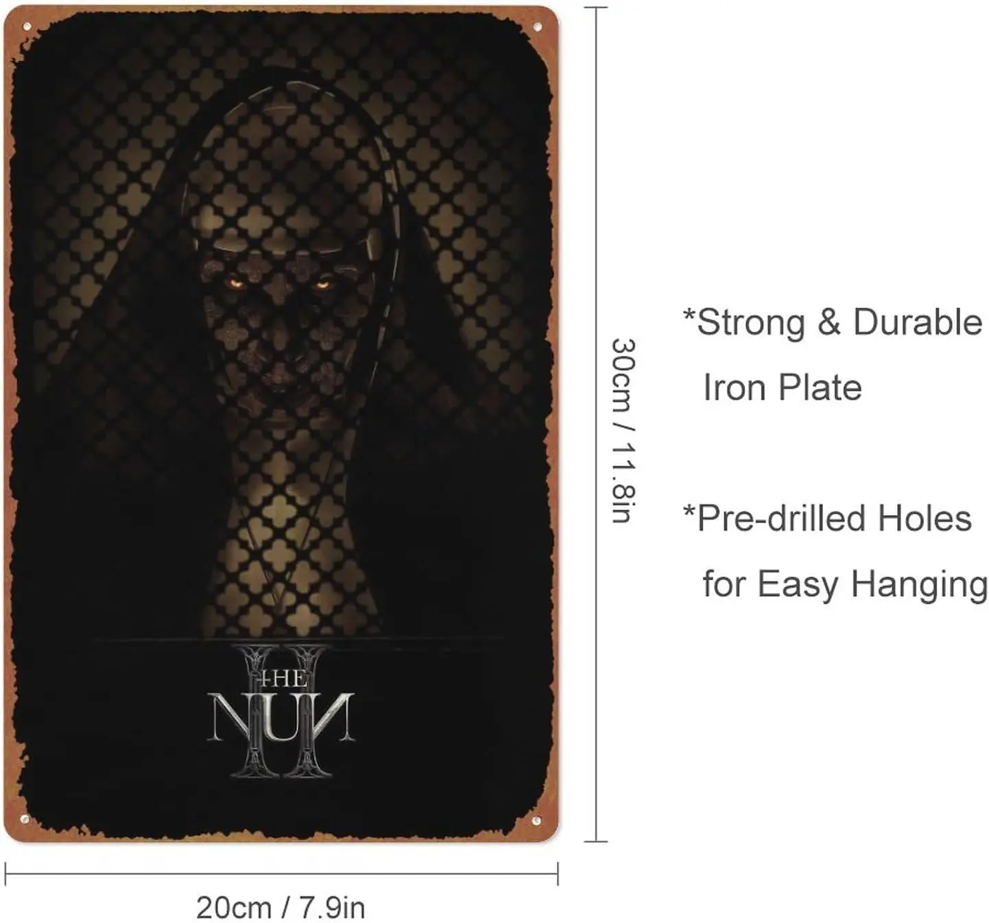 The Nun II Movie Poster Metal Plaque Tin Sign,Vintage Metal Pub Club Cafe bar Home Wall Art Decoration Poster Retro 8x12 inches