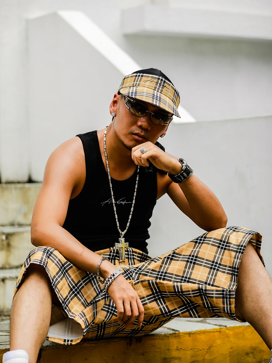 ACUSA Millennium HIPHOP Style Adjustable  Color Grid Pattern Empty Top Sun Hat Spring Summer Headwear for Youth Casual C...
