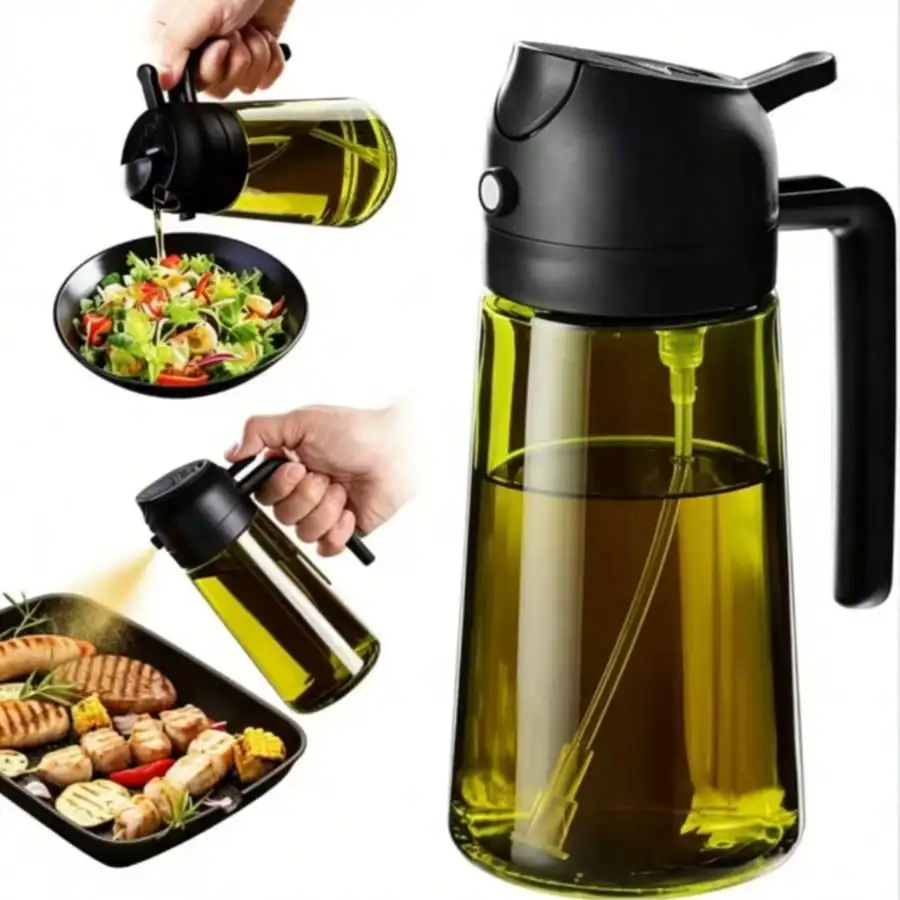 High Grade Olive Oil Dispenser Bottle,Light-Blocking Glass Blocks UV Rays & Preserves Flavor, Dual-Use Spray & Oil Pot,  Light-Proof Label, Splash Proof, Suitable For Kitchen & Outdoor Cooking, Various Colors 5H2G