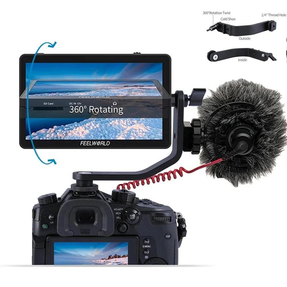 FEELWORLD F6 PLUS V2 6 Inch 3D LUT Touch Screen DSLR Camera Field Monitor IPS FHD 1920x1080 Video Focus Assist with Tilt Arm