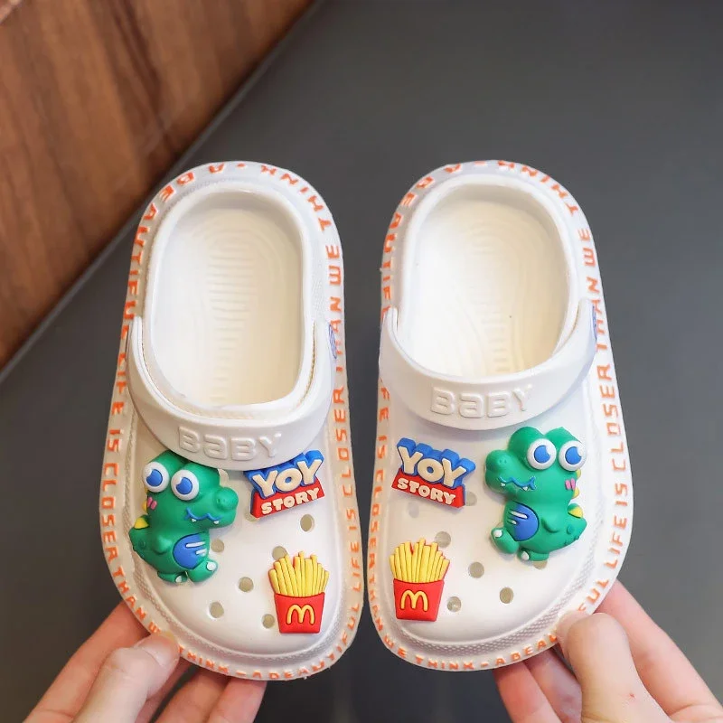 Children\'s Cartoon  Dinosaur Soft Anti Slip Hole Shoes for Home and Outgoing Boys and Girls 2-7Y Sandals