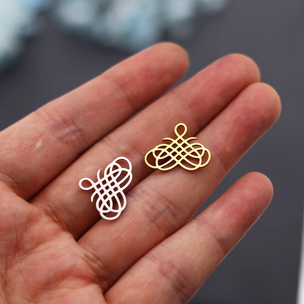 3pcs Chinese Knot Charms Art Line Stainless Steel Pendant for Jewelry Making Bracelets Handmade Infinity Knots Diy Accessories