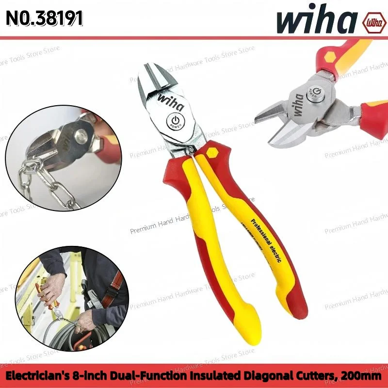 WIHA 38191 Z18006 Dual Function VDE Insulated Diagonal Cutters DynamicJoint Electrician Hand Tool