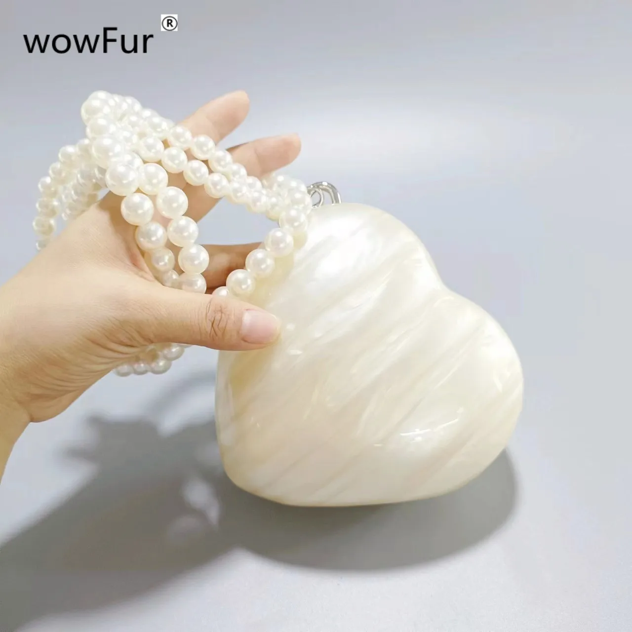 Trendy Wallet Designer Small Mini Heart Acrylic Evening Bag Luxury Women Marble Wedding Lady Clutch Purse Love Beach Handbags