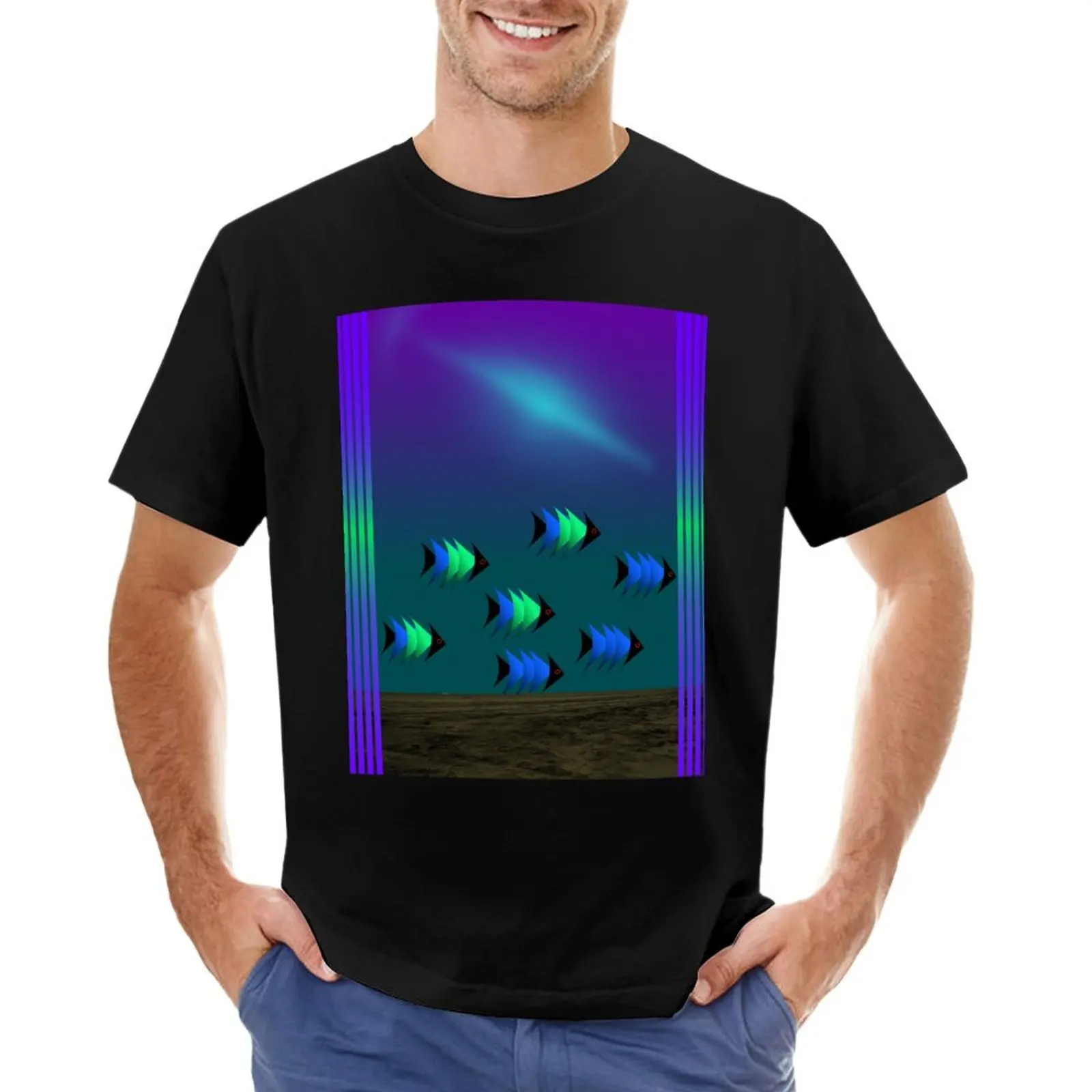 Cool Aquatic Scene T-shirt quick drying funnys slim fit t shirts for men