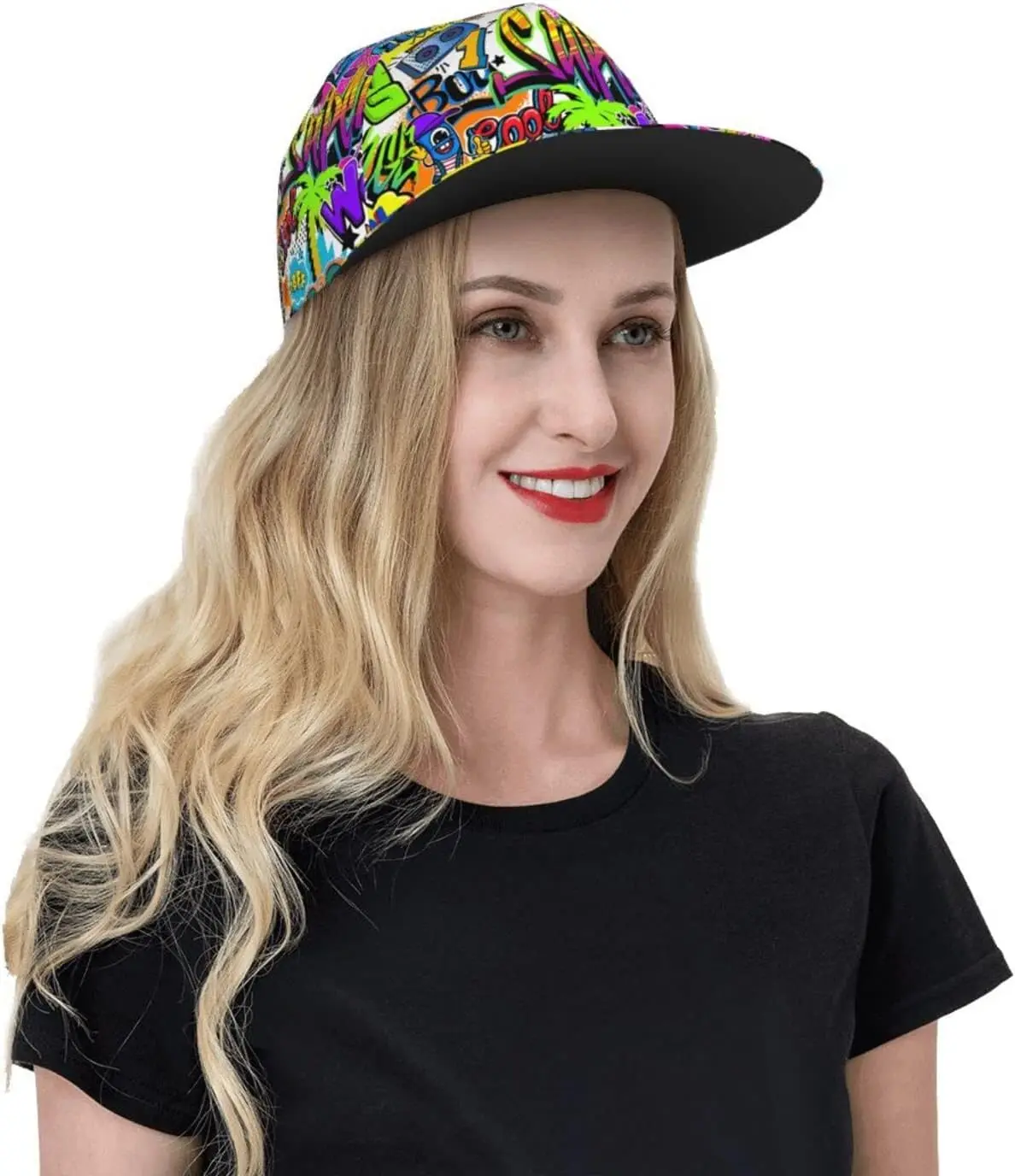 Stylish Hip Hop Style Adjustable Snapback Cap for Men and Women Sun C ap Graffiti Cap Doodle Baseball Ca p