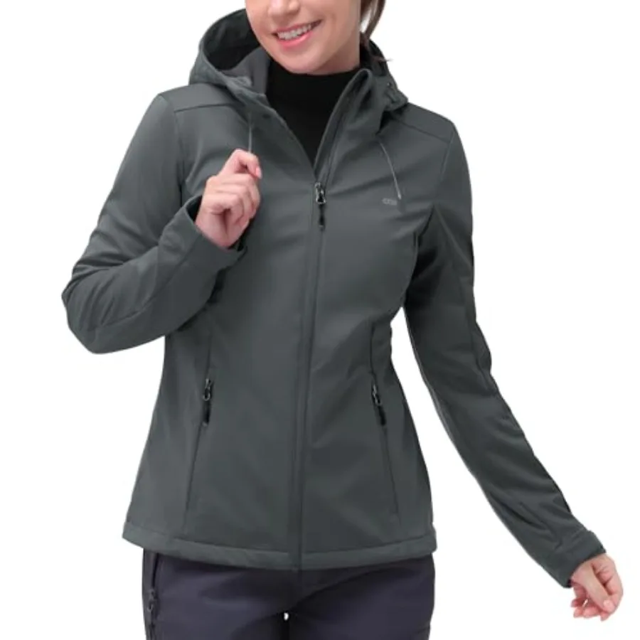 

33000Feet Women's Softshell Jacket with Hood Waterproof Lightweight Windbreaker Windproof Rain Shell Jacket for Outdoor Hiking