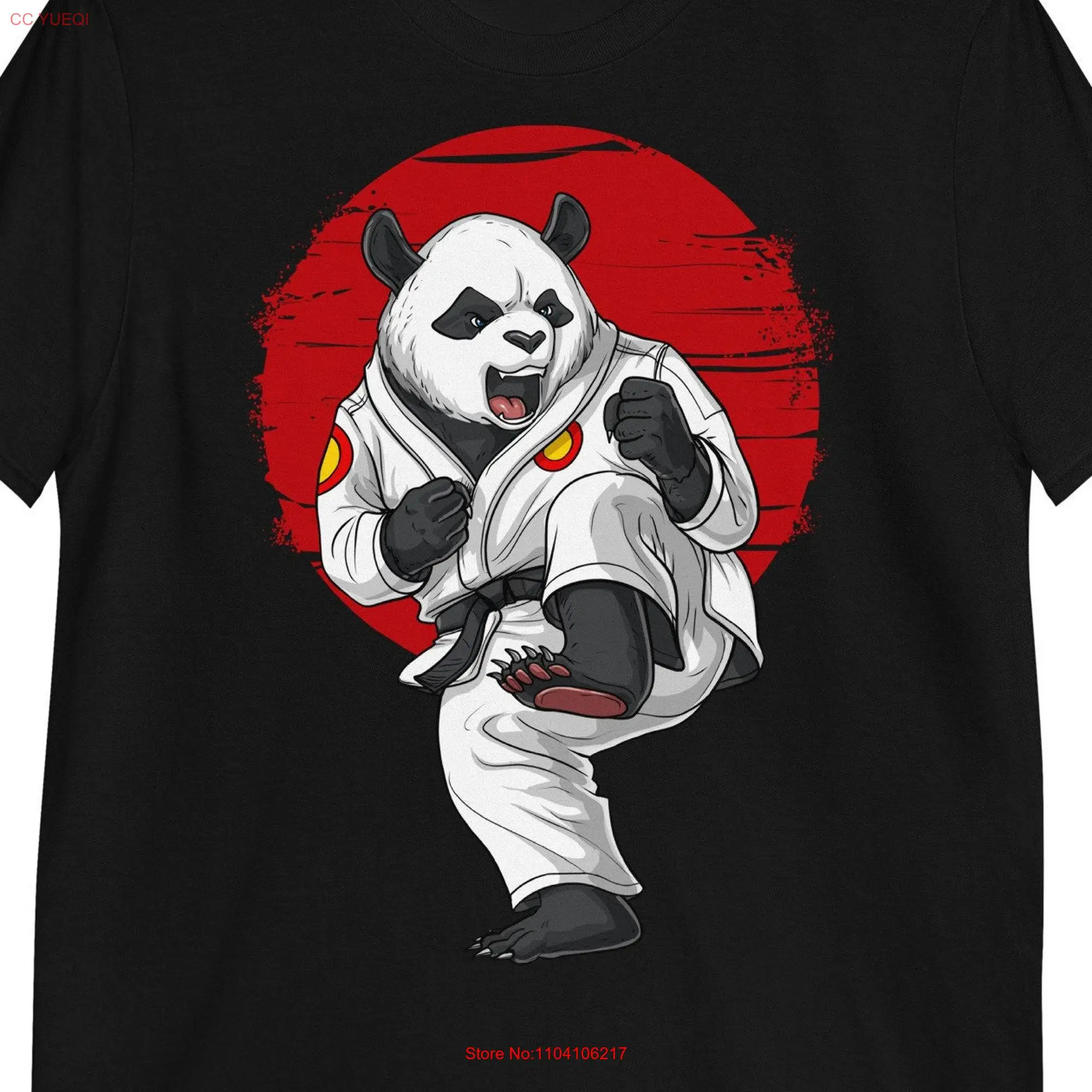 Panda Bear Karate T Shirt Kickboxing Taekwondo Clothing Martial Arts Clothes Apparel long or short sleeves