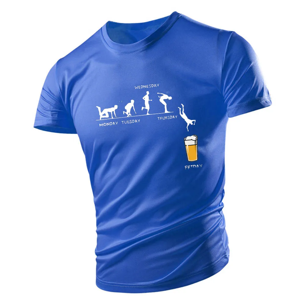 Camiseta de manga corta con estampado de cerveza de viernes para hombre, camiseta informal de verano para trotar al aire libre, cuello redondo,