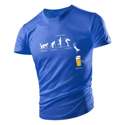 Sexta-feira cerveja impressão manga curta verão casual ao ar livre jogging crewneck solto respirável fitness t-shirt moda rua homens top