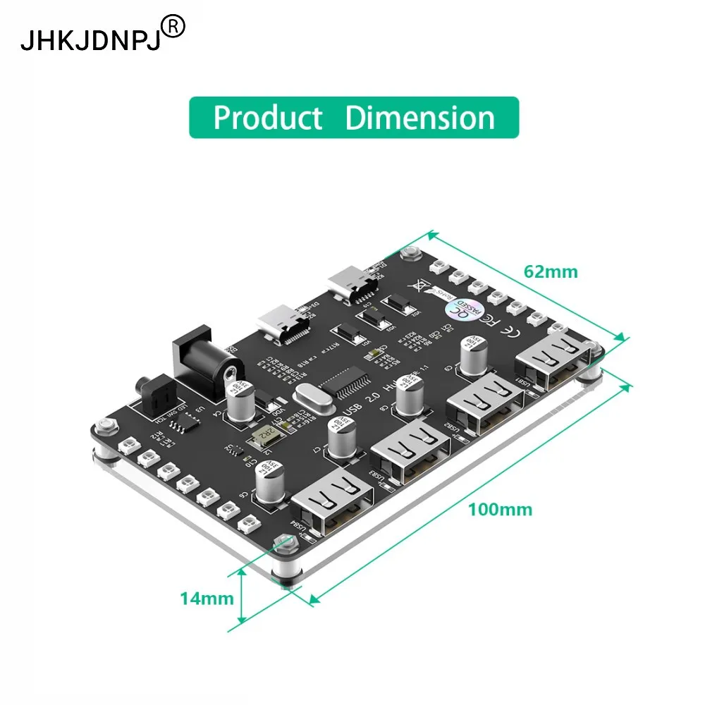 4 Port USB 2.0 Hub with 3528 colorful LED and auxiliary power for PC