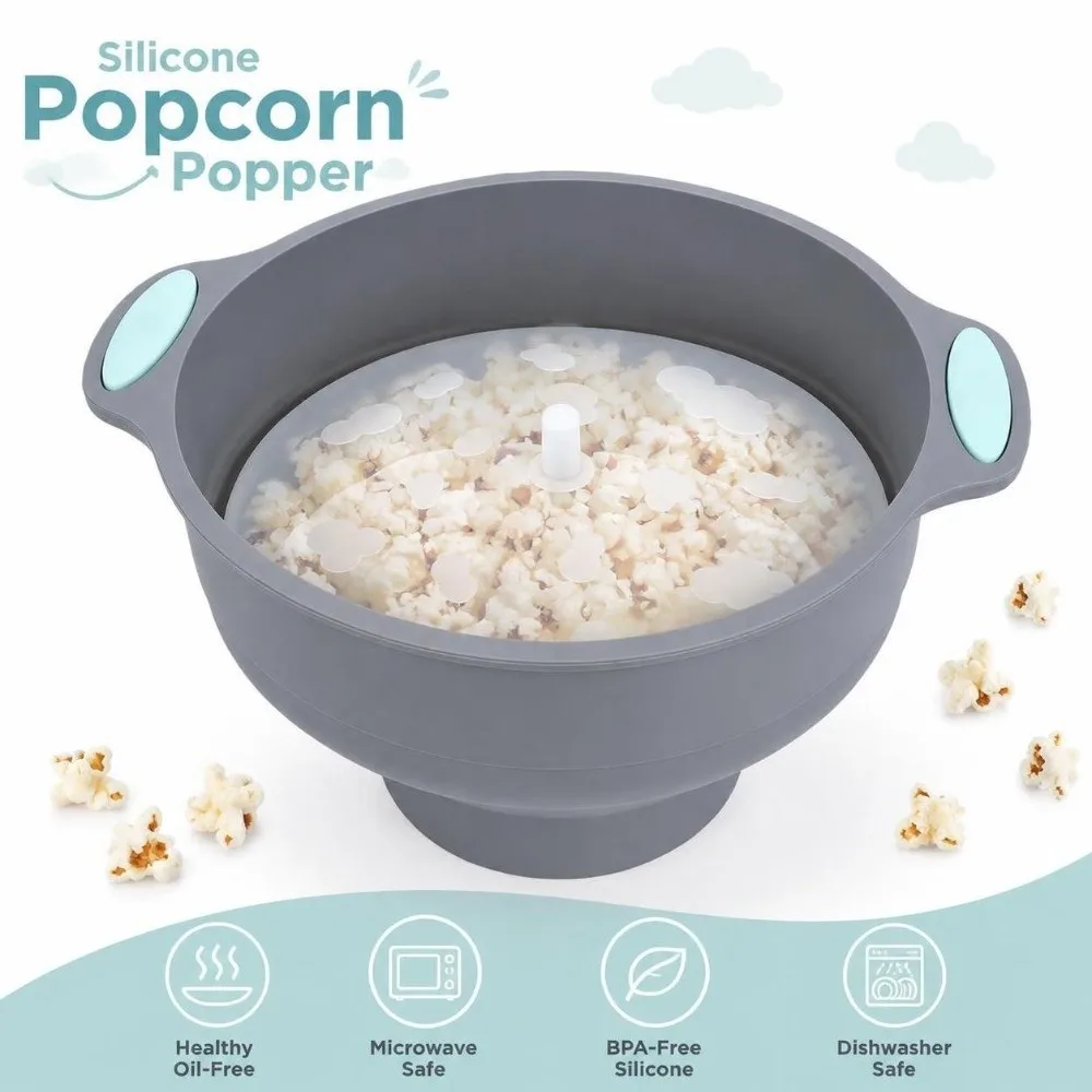 Durable Silicone Popcorn Popper Bowl Collapsible Dishwasher Safe Air Fryer Baking Tray Oil Draining BPA Free Baking Tray Baking