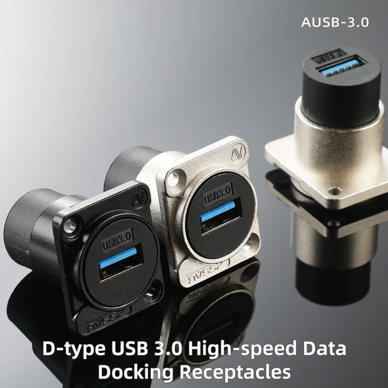 D-type 2.0/3.0 modulaire socketconnector USB-datakabelinstallatie 86-paneelkast Geen soldeer Doppeldoorlaatdockingadapter