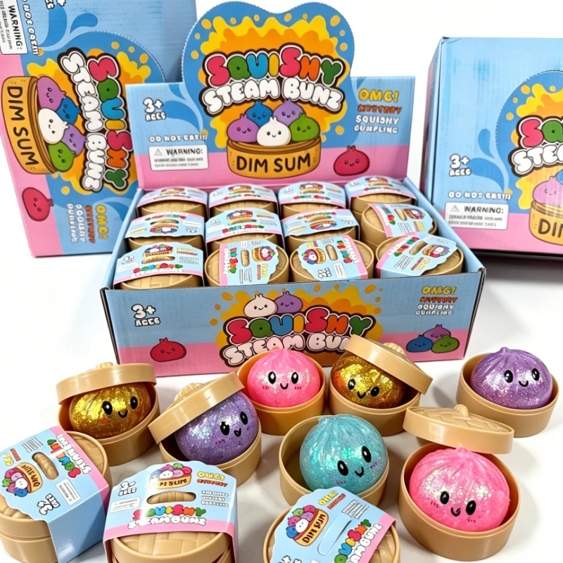 Giant Dumpling Mystery Box: Random Color Glitter Squishy Toy, Maltose Texture Slow Rising Stress Ball, Aesthetic Desk Toys