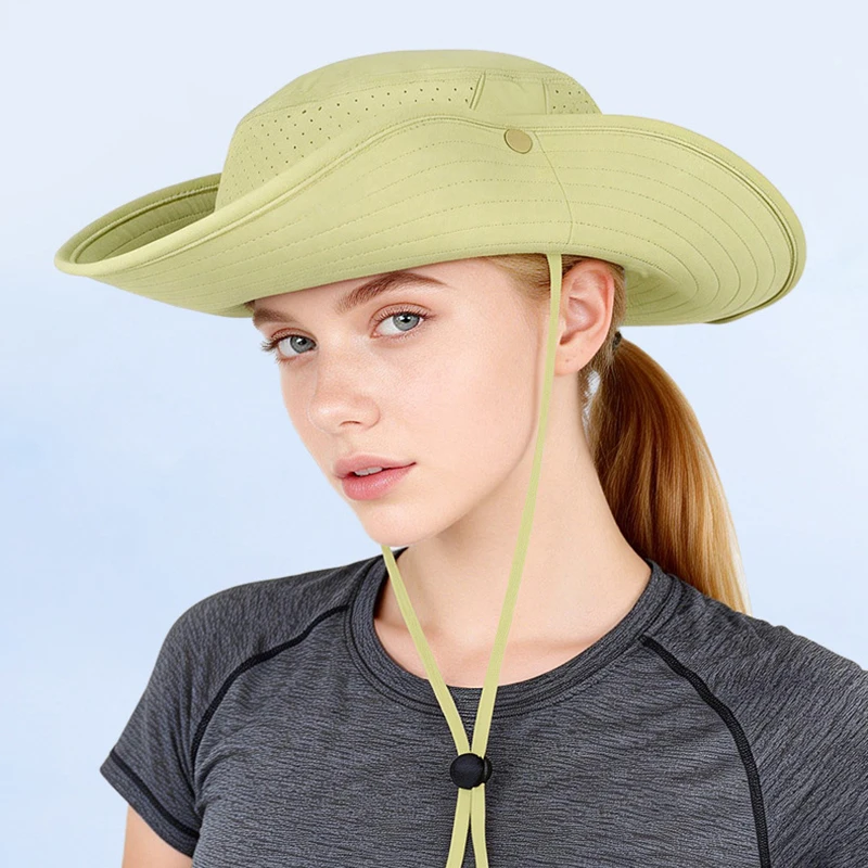 

Bucket Hat Fisherman Men Women Summer With Strap Sun Protection Waterproof Breathable Accessory For Hike Climb Outdoor Camp