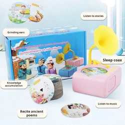 Kids Gramophone with 96 Learning Cards,Toddler Gramophone,Kids Phonograph,Toddler Record Player,Musical Sensory Toy Listen with