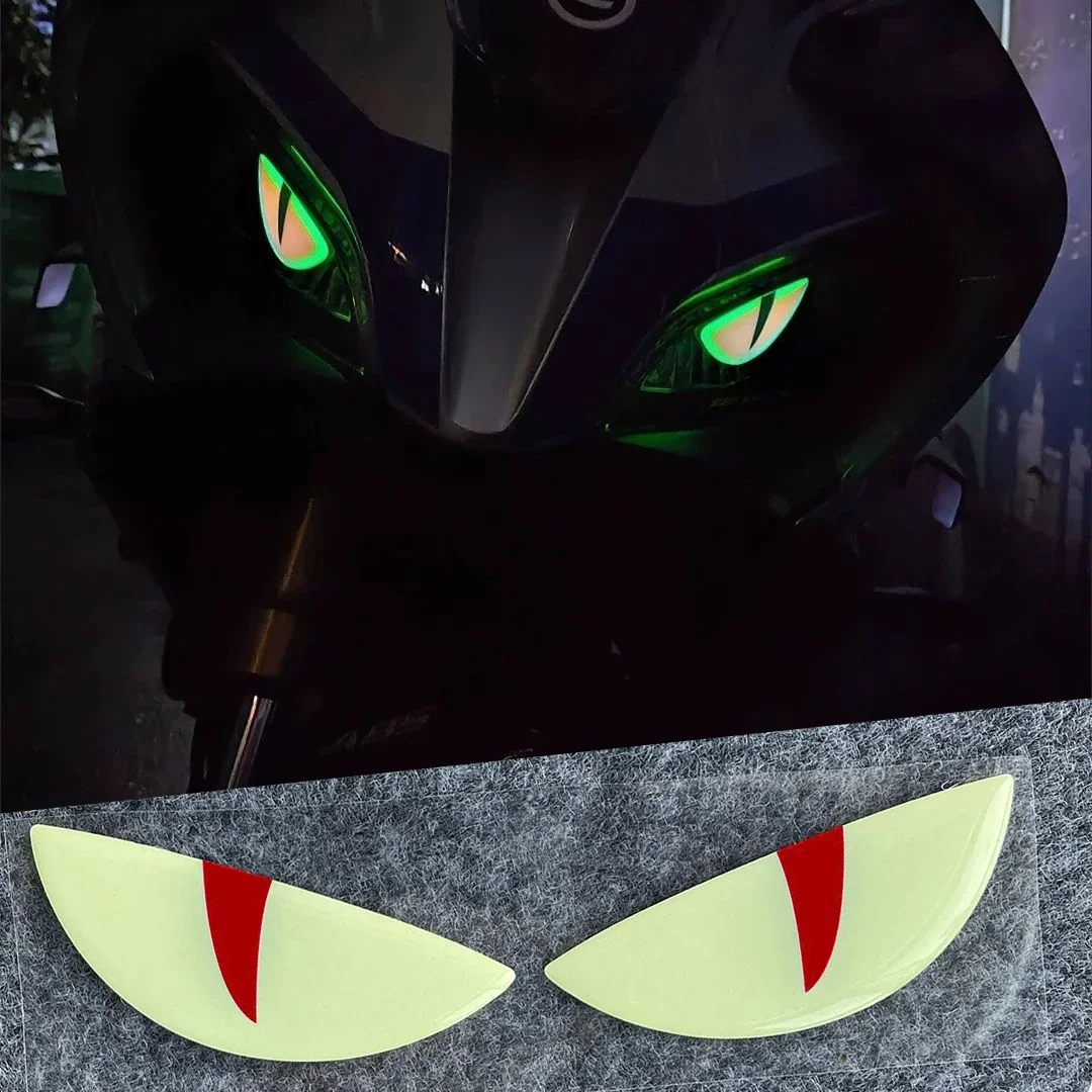 Luminous 3D Decoration Stickers Devil Eyes Scooter Motorcycle Headlight Body Trim Universal For BMW Honda Yamaha Suzuki Vespa