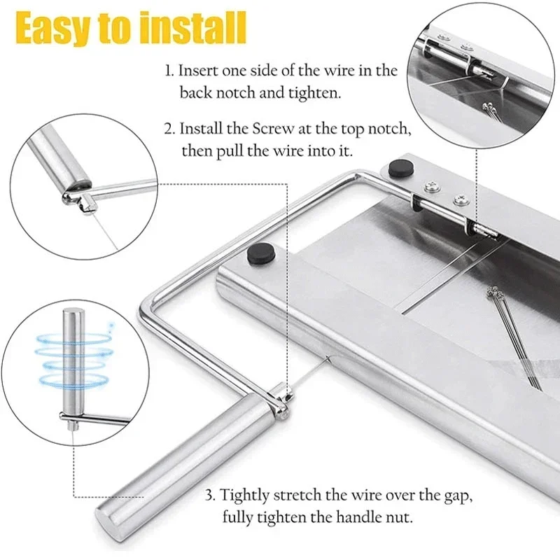 Cutting Serving Board for Hard and Semi Hard Cheese or Butter Cheese Slicer 5-Pack Replacement Stainless Steel Cutting Wire