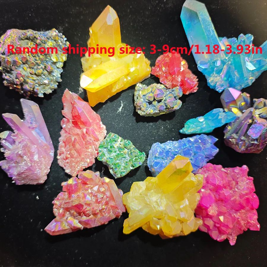 500g Natural Crystal Cluster Quartz Electroplated Colourful Column Reiki Mineral Ore Or Ornaments Aquarium Home Decor DIY Gifts