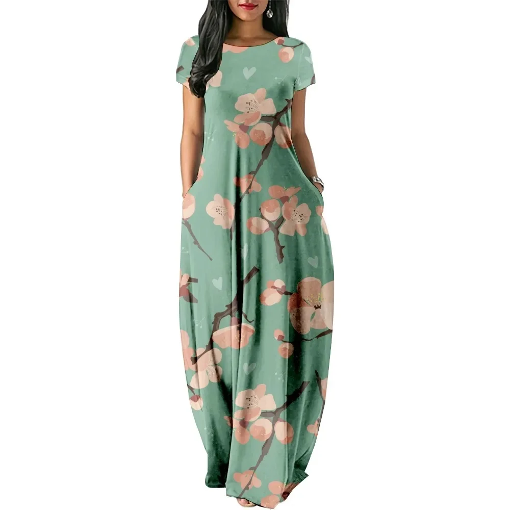 Summer Stylish Party Dress Fashion Streetwear Women Dresses Luxury Flora Maxi Dress Elegant Robe Chic Girl Beach Vestidos