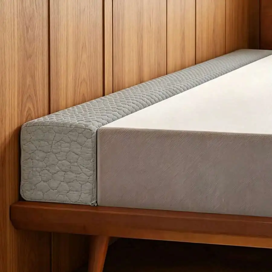 Ergonomic Bed Gap Filler Mattress Extender Pillow, High-Density Foam Headboard Cushion With Removable Washable Gray Cover, Easy Spot Clean