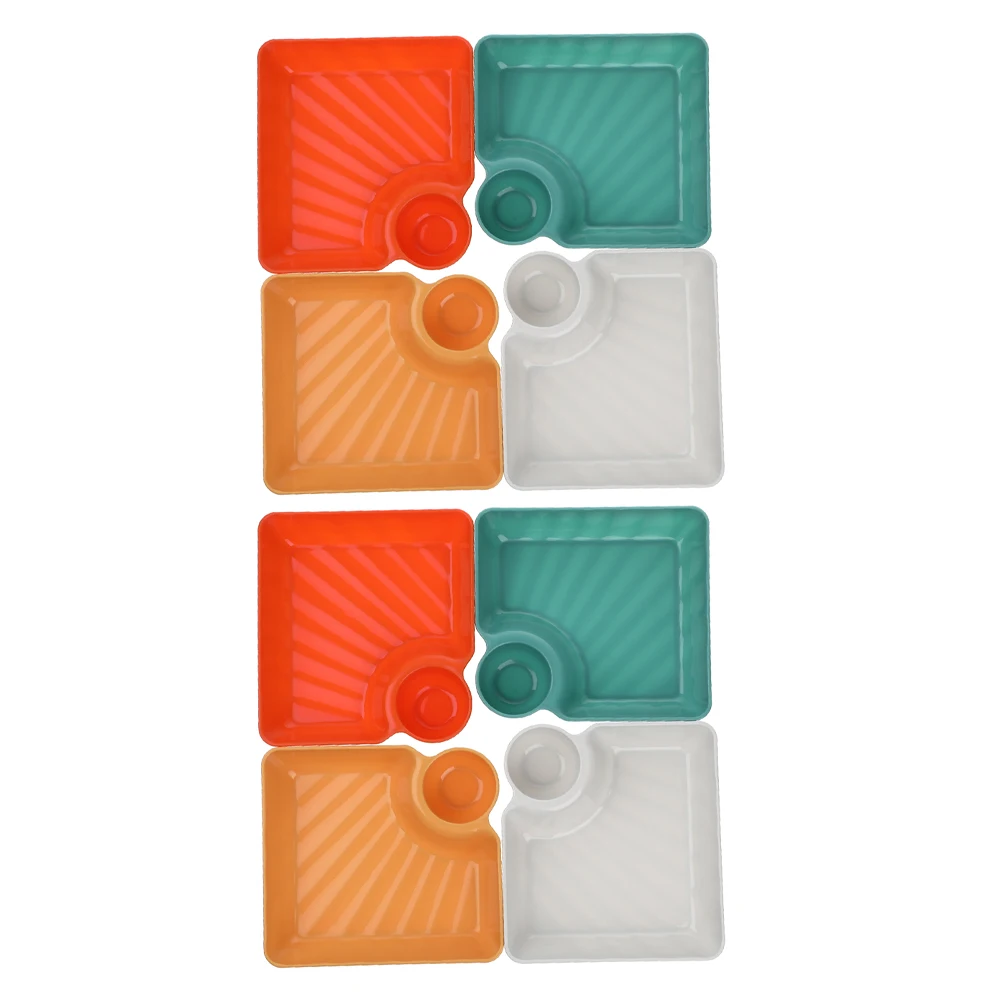 

8 PCS Sushi Plate Dumpling Dinner with Dipping Part Plates Japanese-style Sauce Tray Saucer Food Serving Dishes Compartment