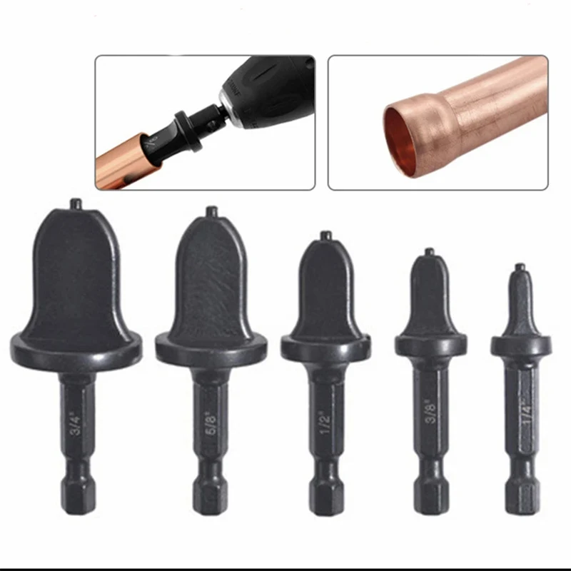 5pcs/6pcHex Shank Imperial Tube Pipe Expander Support for Air Conditioner Conditioning Swaging RotaryTool Set7/8 3/4 5/8 1/2 1/4