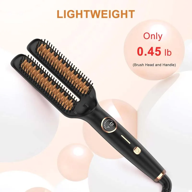 Electric Hot Comb Double Heating Plate Fast Heating Straightener Comb Brush Hair Electric Brush Straightener For Home Salon