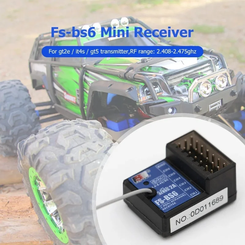 Flysky FS‑BS6 Gyro‑Stabilized 6CH Receiver AFHDS2A SVC Fail‑Safe for FS‑GT5 Transmitter RC Car Truck Crawler Boat