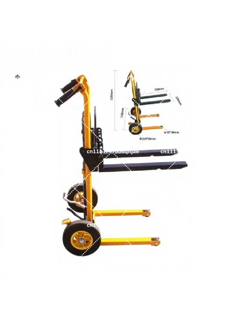 200kg Load Capacity Portable Manual Forklift, Light Small Household Hydraulic Stacker for Unloading
