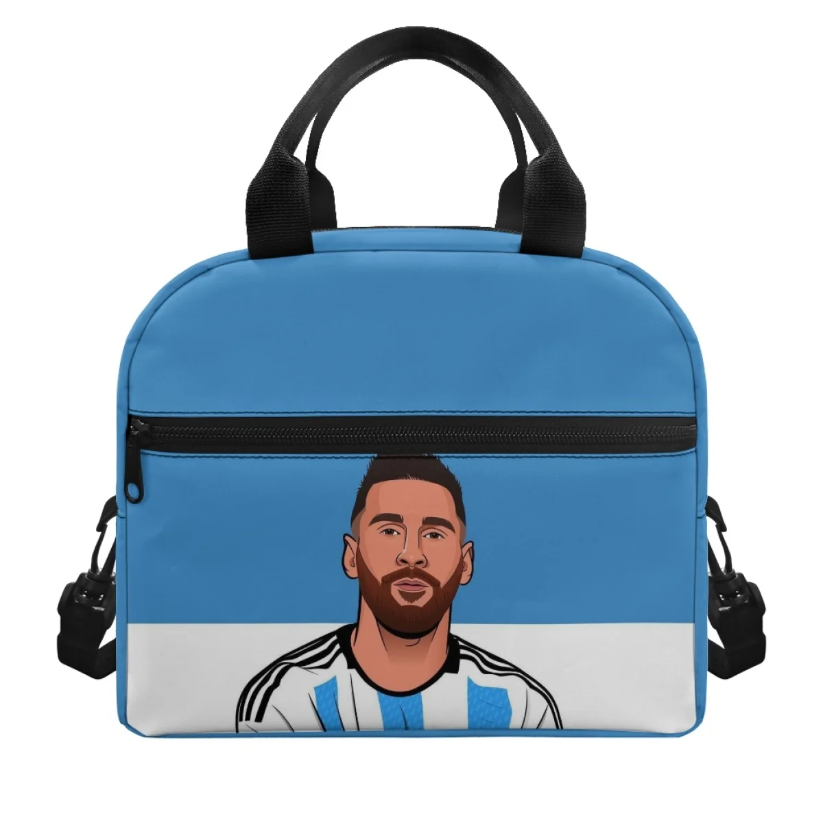 Argentina Messi Football Player Pattern Large Capacity Insulated Lunch Bag Travel Outdoor Student Bags Fabric is Delicate New