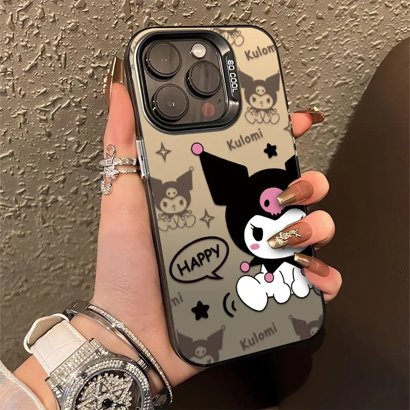 

Sanrio Kuromi Happy Phone Cases For iPhone 15 14 13 11 12 Pro Max XS XR 7 8 Plus MINI Cartoon Cute Shockproof Cover Y2K Girl