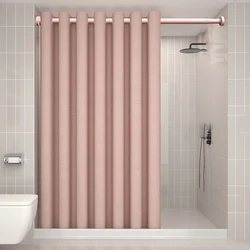 K.Water-cortina de ducha de lujo sin gancho rosa, tela impermeable de lino, cortinas de baño de Color sólido modernas y gruesas para juego de baño