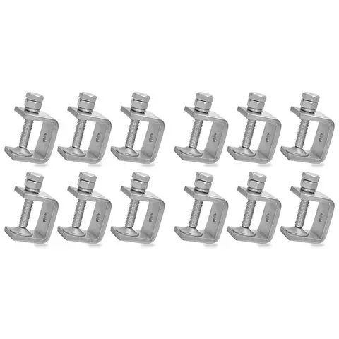A7THK-12 Pcs 1 Inch Stainless Steel Small C-Clamp For Woodworking, Heavy Duty Metal U-Clamps Mini Desk Tiger-Clamp
