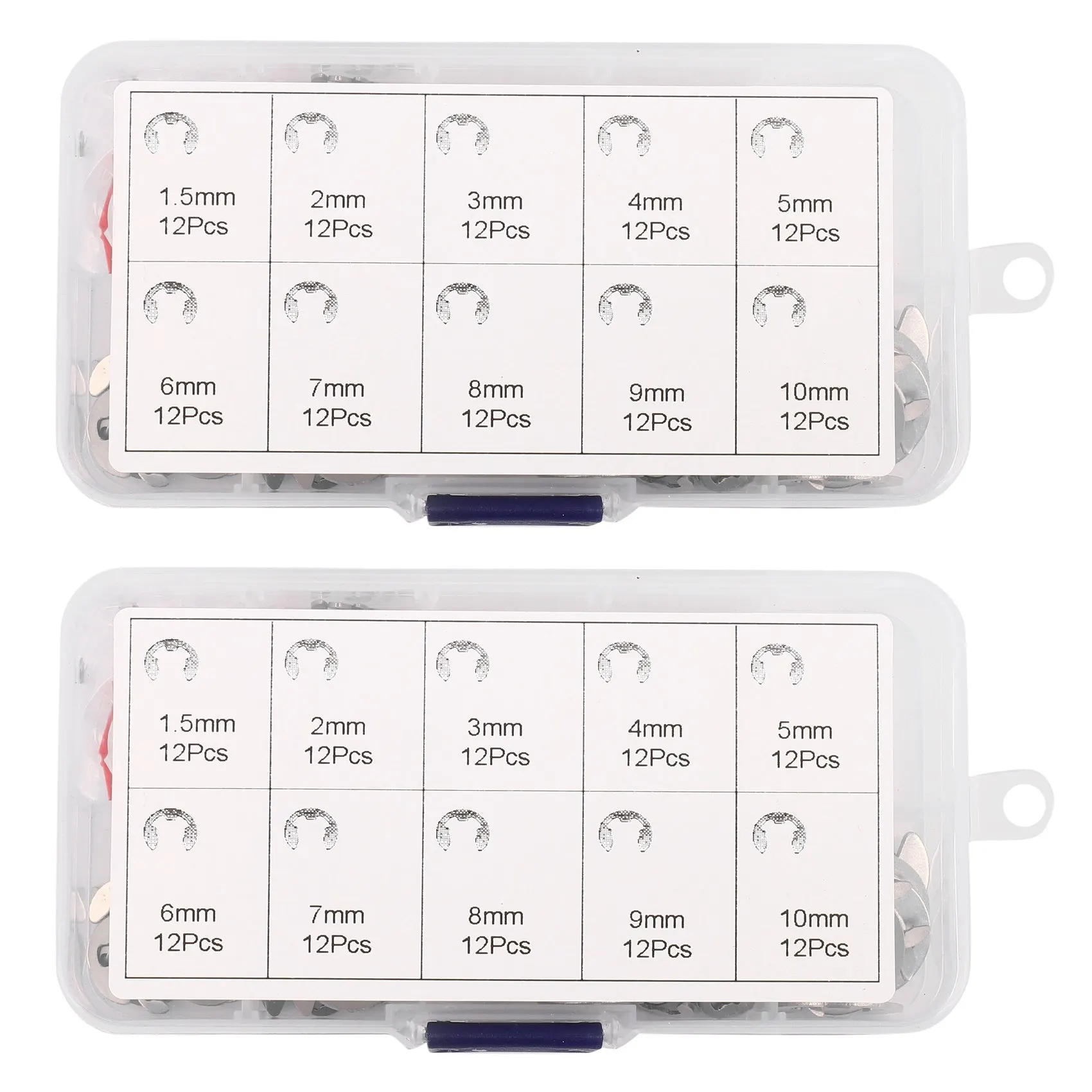 A04G-240PCS 304 Stainless Steel E Clip Washer Assortment Kits Circlip Retaining Ring For Shaft Fastener M1.5-M10
