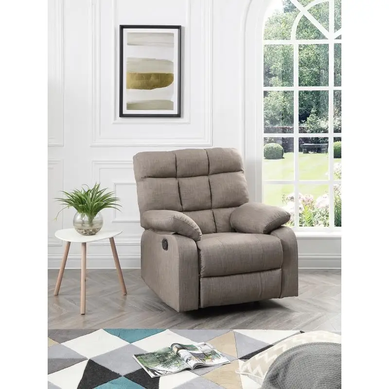 Contemporary Gray Recliner Chair with Padded Comfort and Adjustable Features