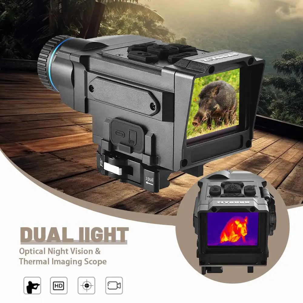 

NT19 Hunting Thermal Imaging Monocular Optical Visible Light, Hot Detection Fusion Thermal Scope IR Night Vision with Crosshair