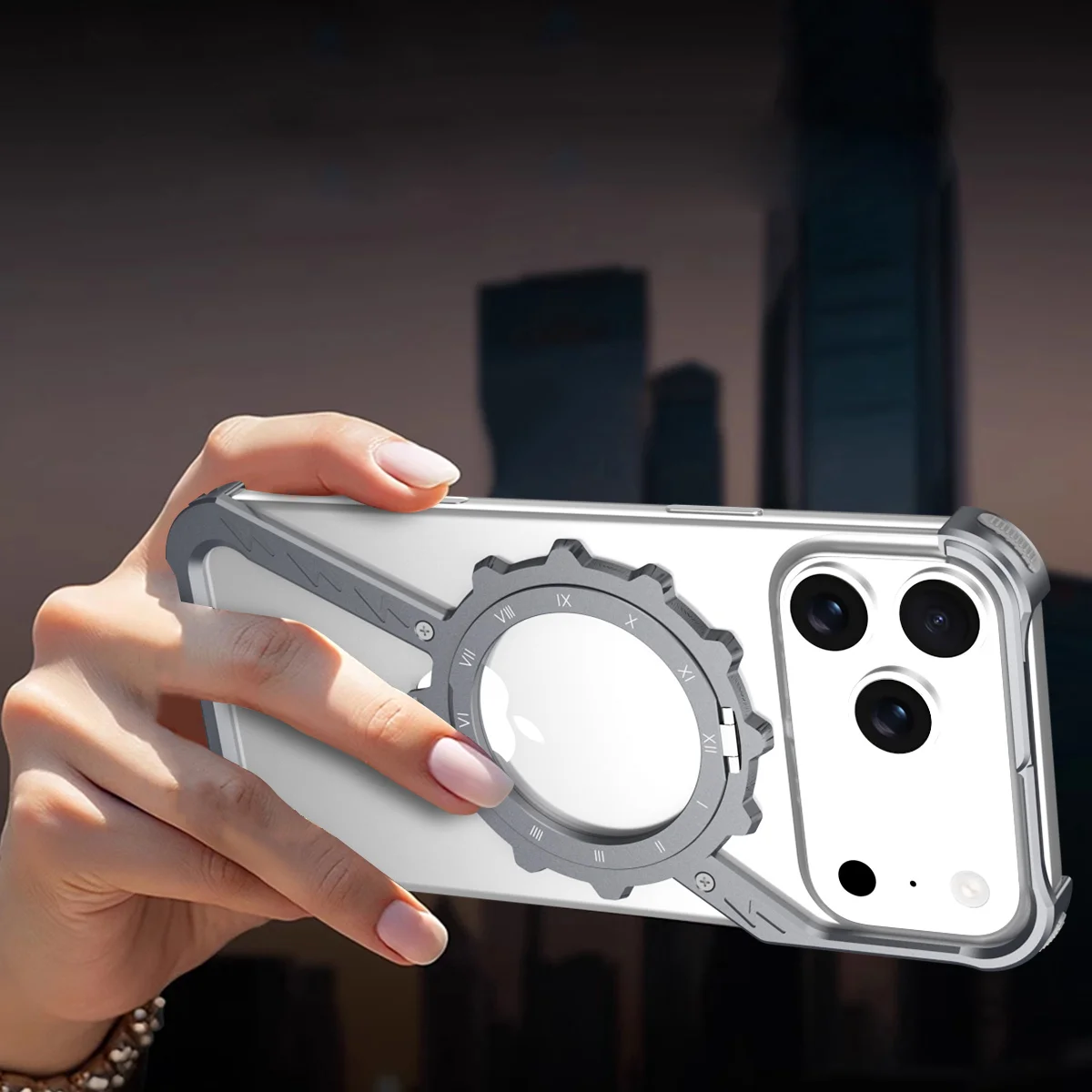 

New Metal Z-Shaped Case for iPhone 17/17 Pro/17 Pro Max, Magnetic Kickstand, Borderless Metal Skeleton, Bare Feel, Shockproof