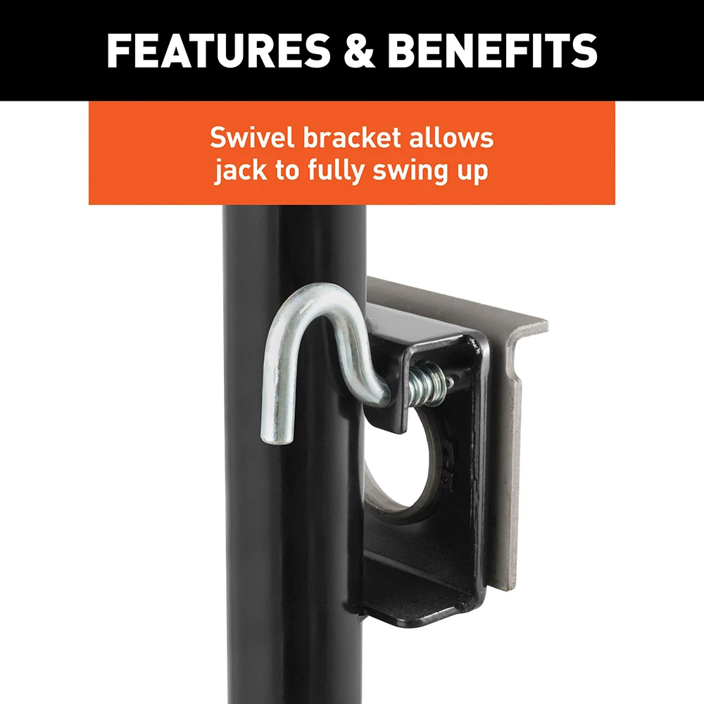 Weld-On Bracket-Style Swivel Trailer Jack 2000 lbs Support Capacity 10 Inches Vertical Travel Bolt-on Trailer Tongue Jack for RV