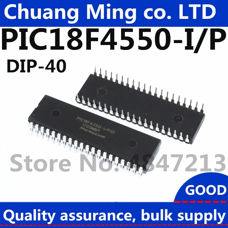 10pcs/lot PIC18F4550-I/P PIC18F4550 18F4550 DIP-40 IC PIC MCU FLASH 16KX16 NEW