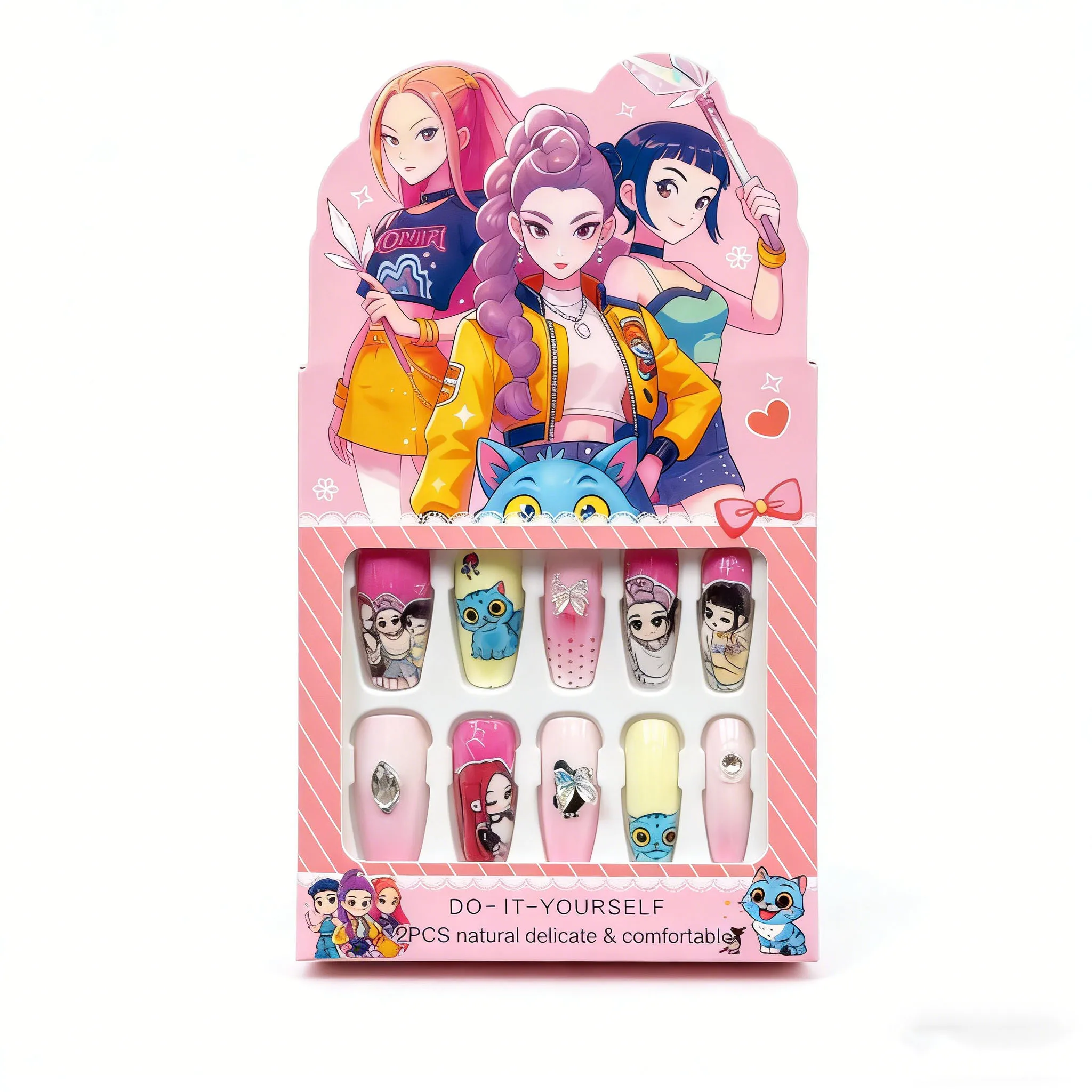 Exquisite tragbare Nagelaufkleber für Mädchen mit glänzenden Strasssteinen in voller Größe, passend zum Jelly-Kleber, ideales Geschenk für Mädchen. – Detail 15