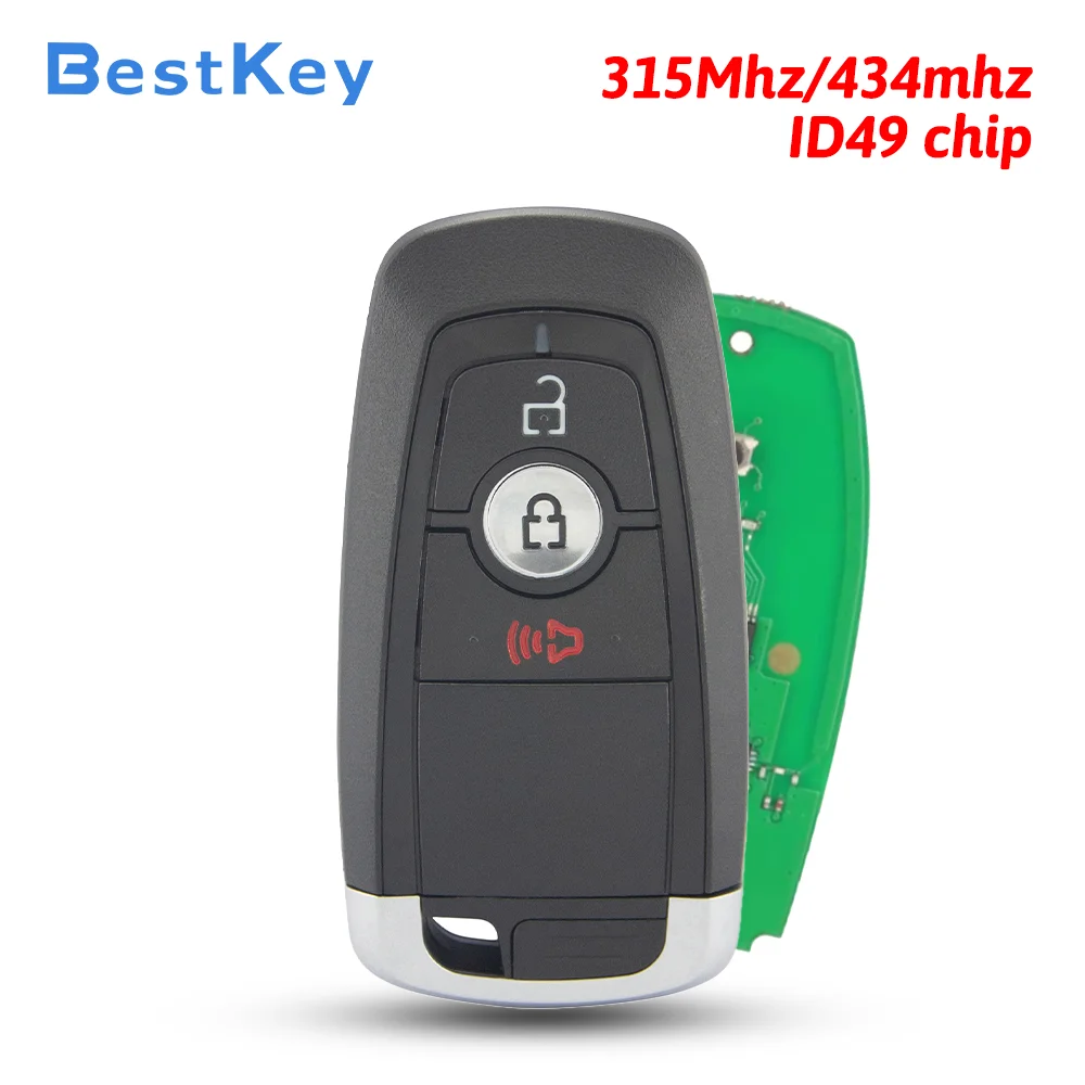 Best Key M3N-A3C108397 M3N-A2C93142300 4 Button  434/315MHz ID49 Chip for Ford F-Series Ecosport Edge Explorer Fusion 2017-2024