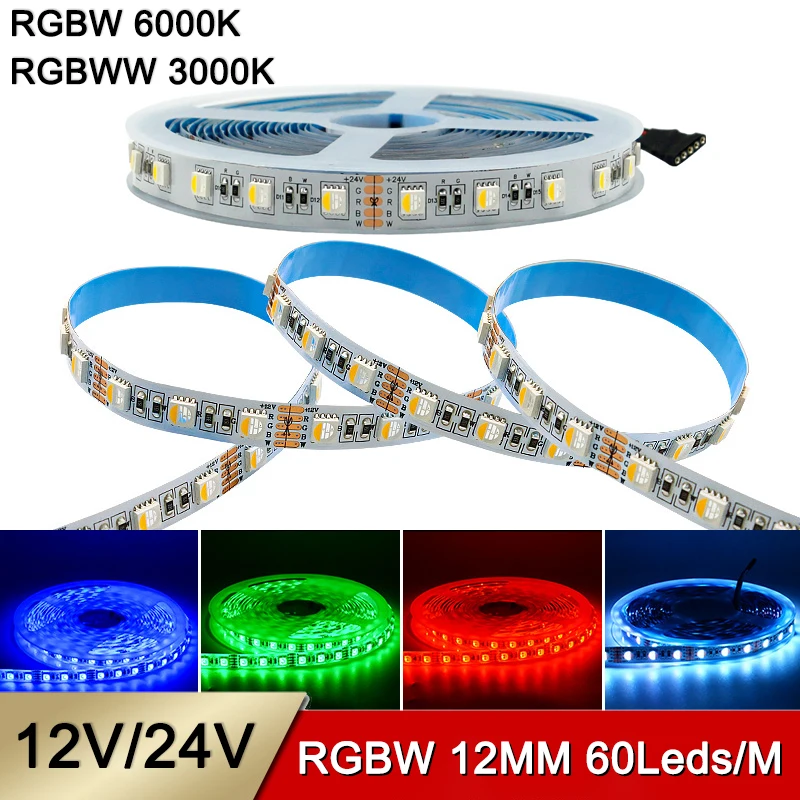 

High Brightness 5M/Roll RGBW RGBWW SMD5050 Led Strip 12V/24V 12mm 5050 SMD Led Strip Light