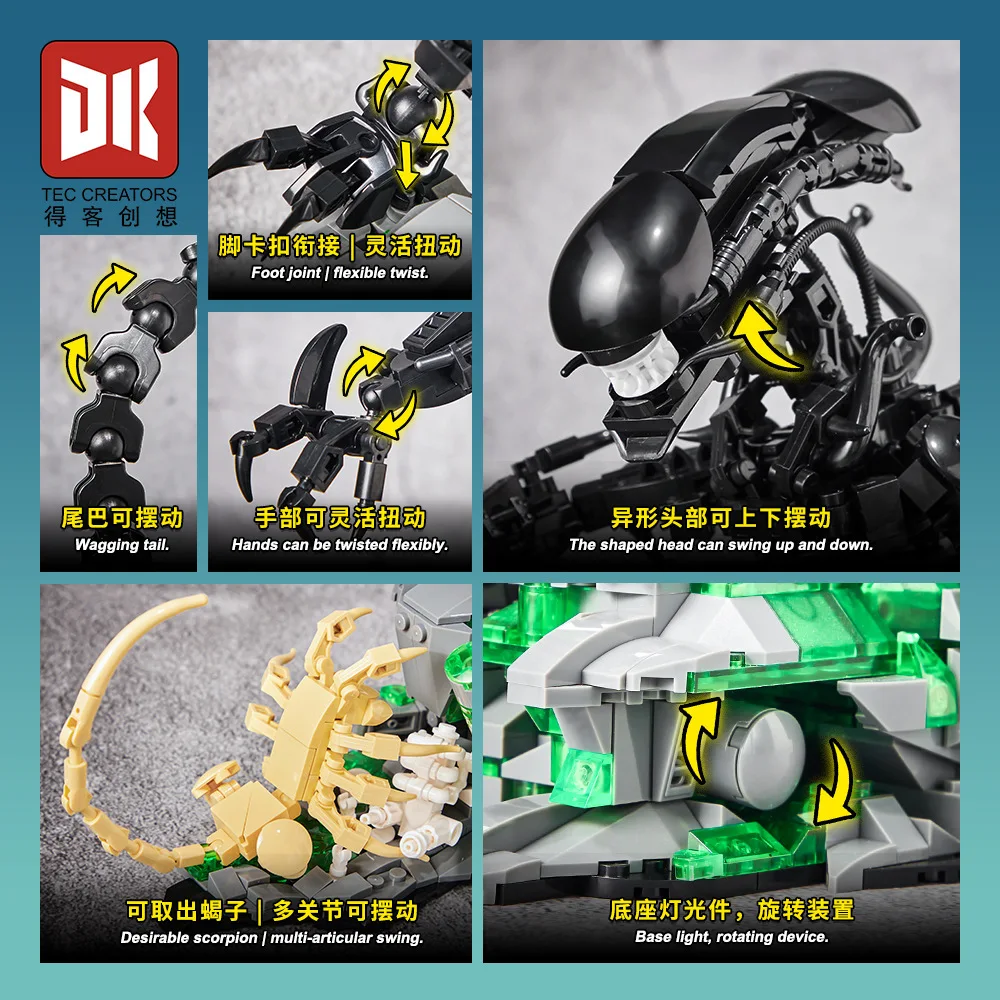 MOC Movie Alien Monster Building Blocks Model Alien Drooling Monster DIY Bricks Assembly Toys Kids Creative Toys Birthday Gifts