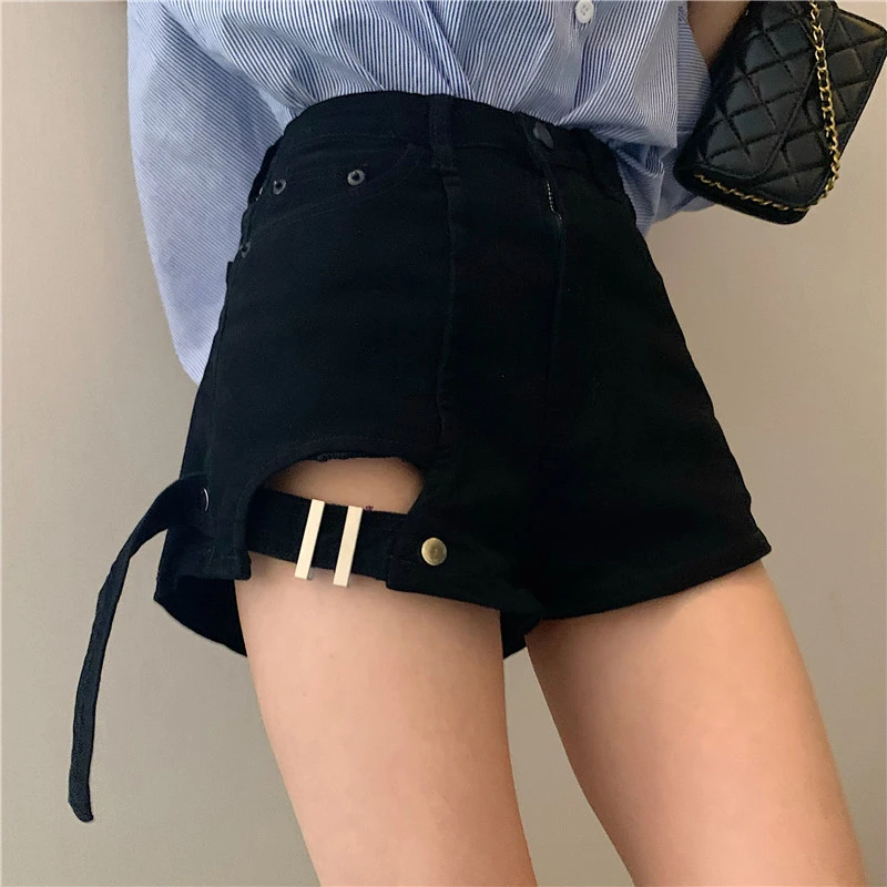 High Waist plus Size Denim Shorts Women's Spring Summer Hong Kong Style Retro A-Line Loose Slimming Student Wide Leg Shorts